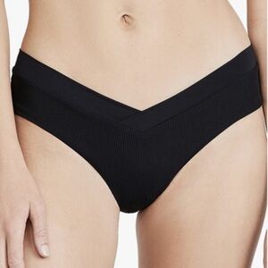 NWT L*Space Black V-Waist Ribbed Pratt Bikini Bottom M